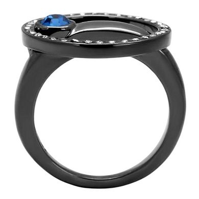 Alamode Black Ion Plating Crystal Circle Ring