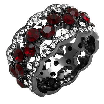 Alamode Black Ion Plating Crystal Banded Ring