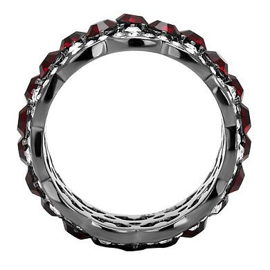 Alamode Black Ion Plating Crystal Banded Ring