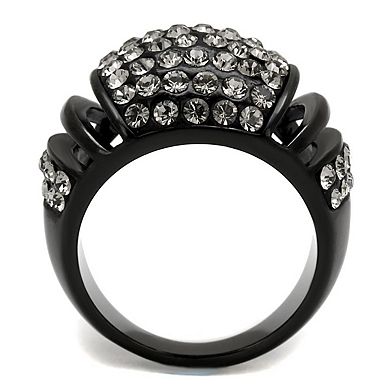 Alamode Black Ion Plating Crystal Cut Out Domed Ring