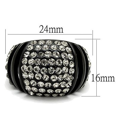 Alamode Black Ion Plating Crystal Cut Out Domed Ring