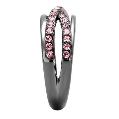 Alamode Black Ion Plating Crystal Criss-Cross Ring