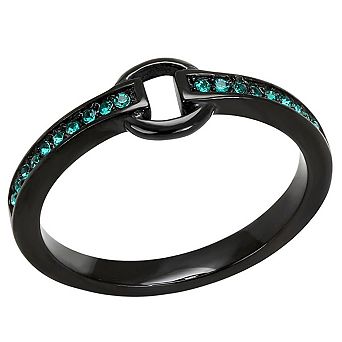Alamode Black Ion Plating Crystal Circle Ring