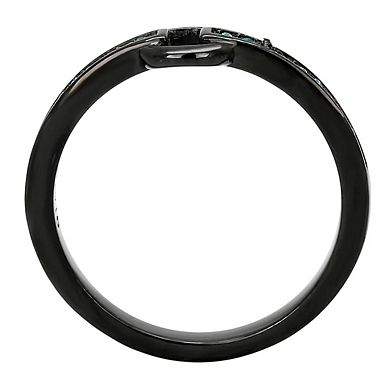 Alamode Black Ion Plating Crystal Circle Ring