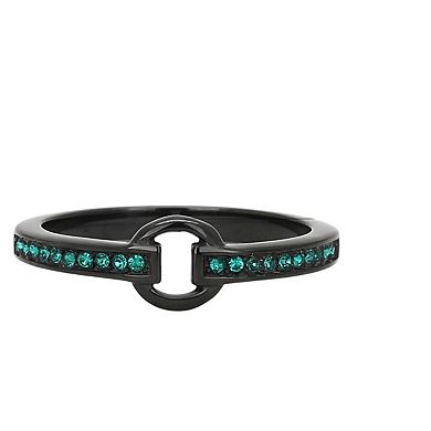 Alamode Black Ion Plating Crystal Circle Ring