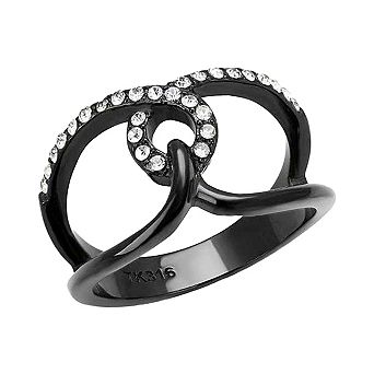 Alamode Black Ion Plating Crystal Circle Ring