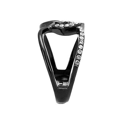 Alamode Black Ion Plating Crystal Circle Ring