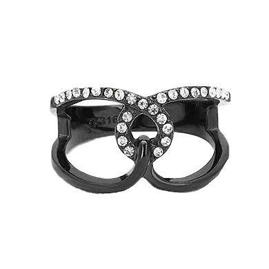 Alamode Black Ion Plating Crystal Circle Ring