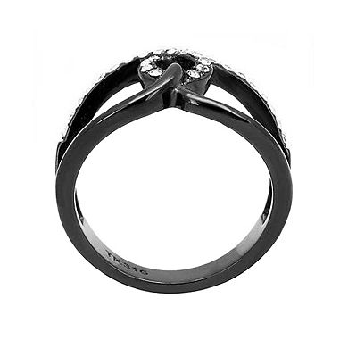 Alamode Black Ion Plating Crystal Circle Ring