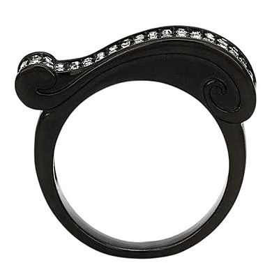 Alamode Black Ion Plating Crystal Embellished Ring