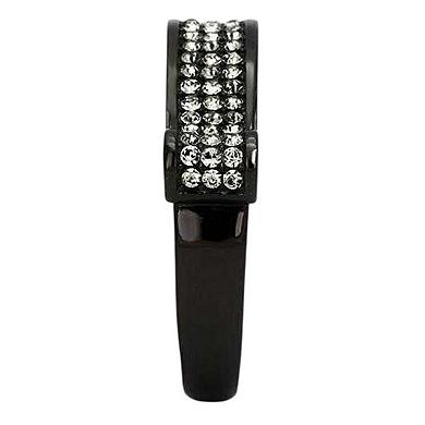Alamode Black Ion Plating Crystal Embellished Ring