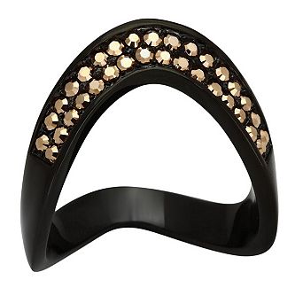 Alamode Black Ion Plating Crystal Chevron Ring
