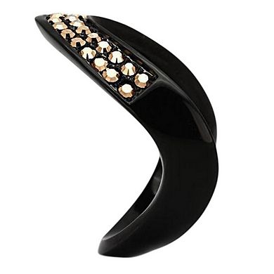 Alamode Black Ion Plating Crystal Chevron Ring