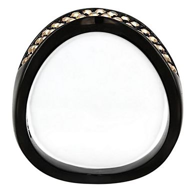 Alamode Black Ion Plating Crystal Chevron Ring