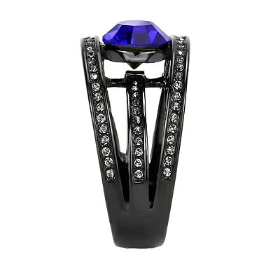 Alamode Black Ion Plating Crystal Banded Ring