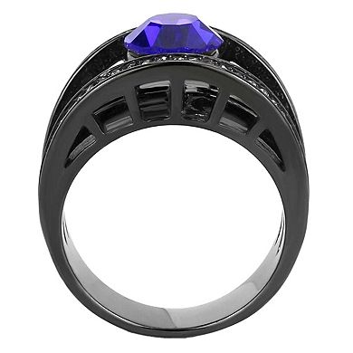 Alamode Black Ion Plating Crystal Banded Ring