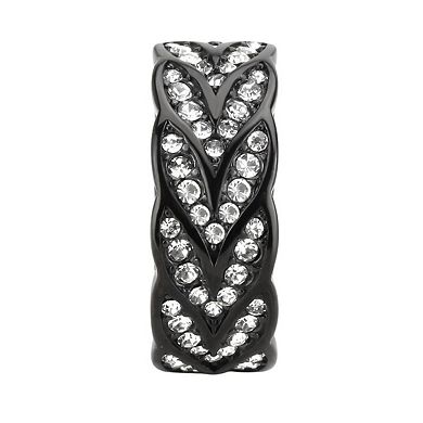 Alamode Black Ion Plating Crystal Braided Ring