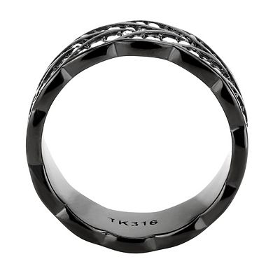 Alamode Black Ion Plating Crystal Braided Ring