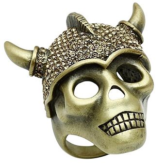 Alamode Antique Copper Synthetic Glass Viking Ring