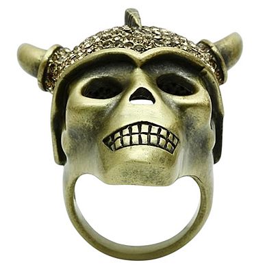 Alamode Antique Copper Synthetic Glass Viking Ring