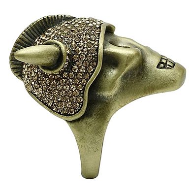 Alamode Antique Copper Synthetic Glass Viking Ring