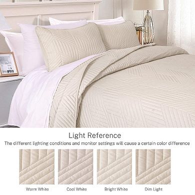 Ultrasonic Geometric Bedspread Queen 3-Piece Set Lightweight Suitable for All Seasons
