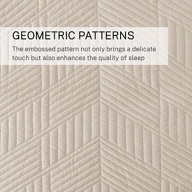 Ultrasonic Geometric Bedspread Queen 3-Piece Set Lightweight Suitable for All Seasons