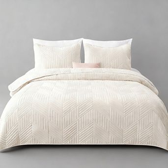 Ultrasonic Geometric Bedspread Queen 3 pc Set Lightweight Suitable for All Seasons