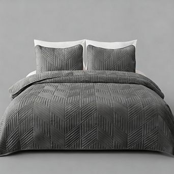 Ultrasonic Geometric Bedspread Queen 3 pc Set Lightweight Suitable for All Seasons