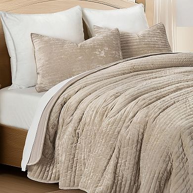 Velvet Bedspread Set Lightweight Version with 2 Pillowcases