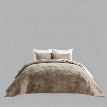 Velvet Bedspread Set Lightweight Version with 2 Pillowcases
