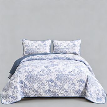 Three-Piece Bedspread Set, Plant Pattern, Microfiber, Lightweight