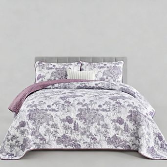 Three-Piece Bedspread Set, Plant Pattern, Microfiber, Lightweight