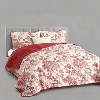 Three-Piece Bedspread Set, Plant Pattern, Microfiber, Lightweight