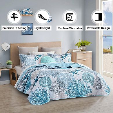Extra-Large Three-Piece Beach Bed Cover Set, Lightweight Microfiber