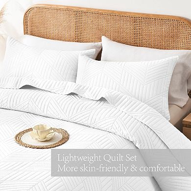 Ultrasonic Microfiber Reversible Geometric Bedspread Pillowcase