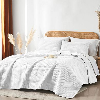 Ultrasonic Microfiber Reversible Geometric Bedspread Pillowcase