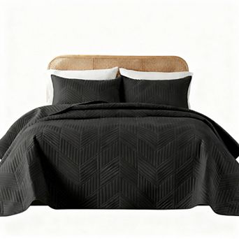Ultrasonic Microfiber Reversible Geometric Bedspread Pillowcase