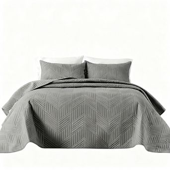Ultrasonic Microfiber Reversible Geometric Bedspread Pillowcase