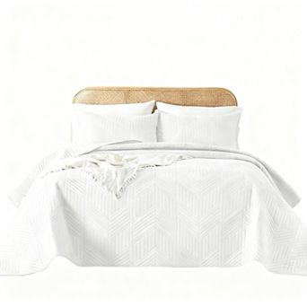 Ultrasonic Microfiber Reversible Geometric Bedspread Pillowcase