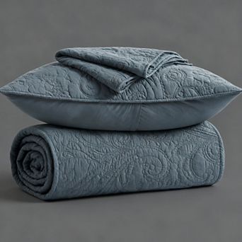 Cotton Paisley-Style Bedspread 3 pc Set King Size