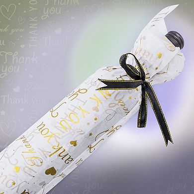 100 Sheets Thank You Tissue Paper White Gold 14x20 Inch Gift Packaging