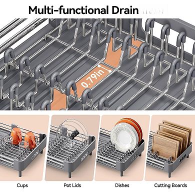 Extendable Dish Rack: Space-saving, Efficient, Non-scratch, Drainage, Rustproof
