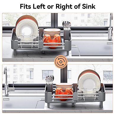 Extendable Dish Rack: Space-saving, Efficient, Non-scratch, Drainage, Rustproof
