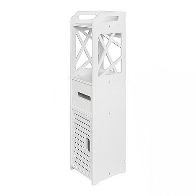 Waterproof Narrow Bathroom Storage Shelf with Drawer Organizer