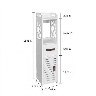 Waterproof Narrow Bathroom Storage Shelf with Drawer Organizer