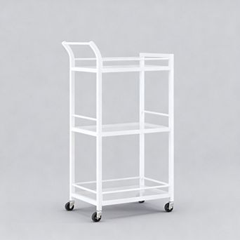 3 tier Mirrored Glass Bar Cart with Wheels for Home Use