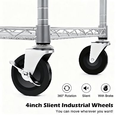 990Lbs Capacity Anti-Rust Rolling Utility Cart with Silent Casters for Kitchens & Offices