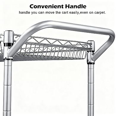 990Lbs Capacity Anti-Rust Rolling Utility Cart with Silent Casters for Kitchens & Offices