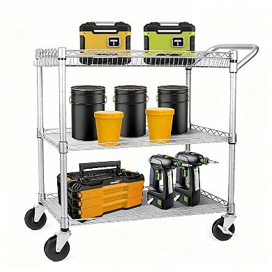 990Lbs Capacity Anti-Rust Rolling Utility Cart with Silent Casters for Kitchens & Offices